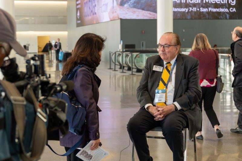 Mississippi College School of Law dean emeritus Jim Rosenblatt interviewed by a San Francisco television station